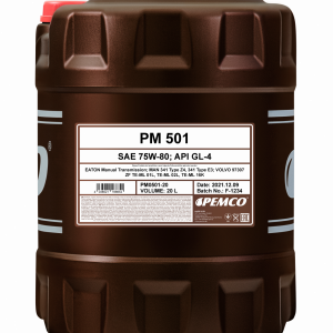 Трансмиссионное масло PEMCO 501 75W-80 GL-4 синтетическое, 20л (PM0501-20)
